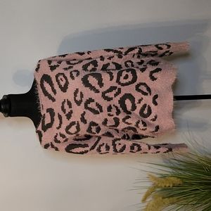 Easel Mauve Leopard Print Sweater (small)